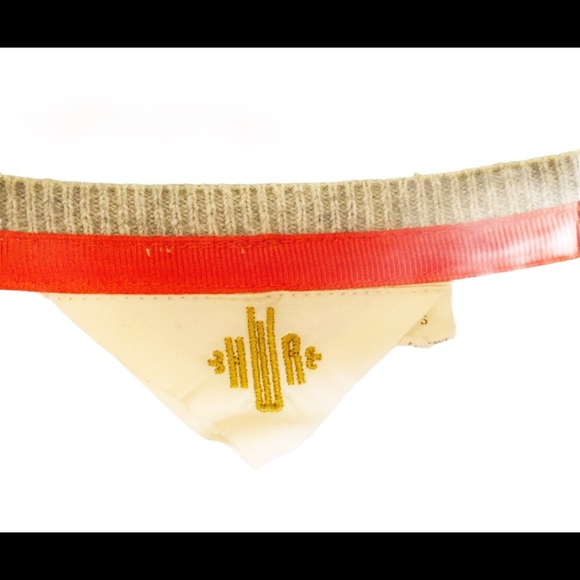 HWR (Anthropologie) Monogram Polka Dot Sweater With 3/4 Crop Sleeves Grey Small - Picture 10 of 13